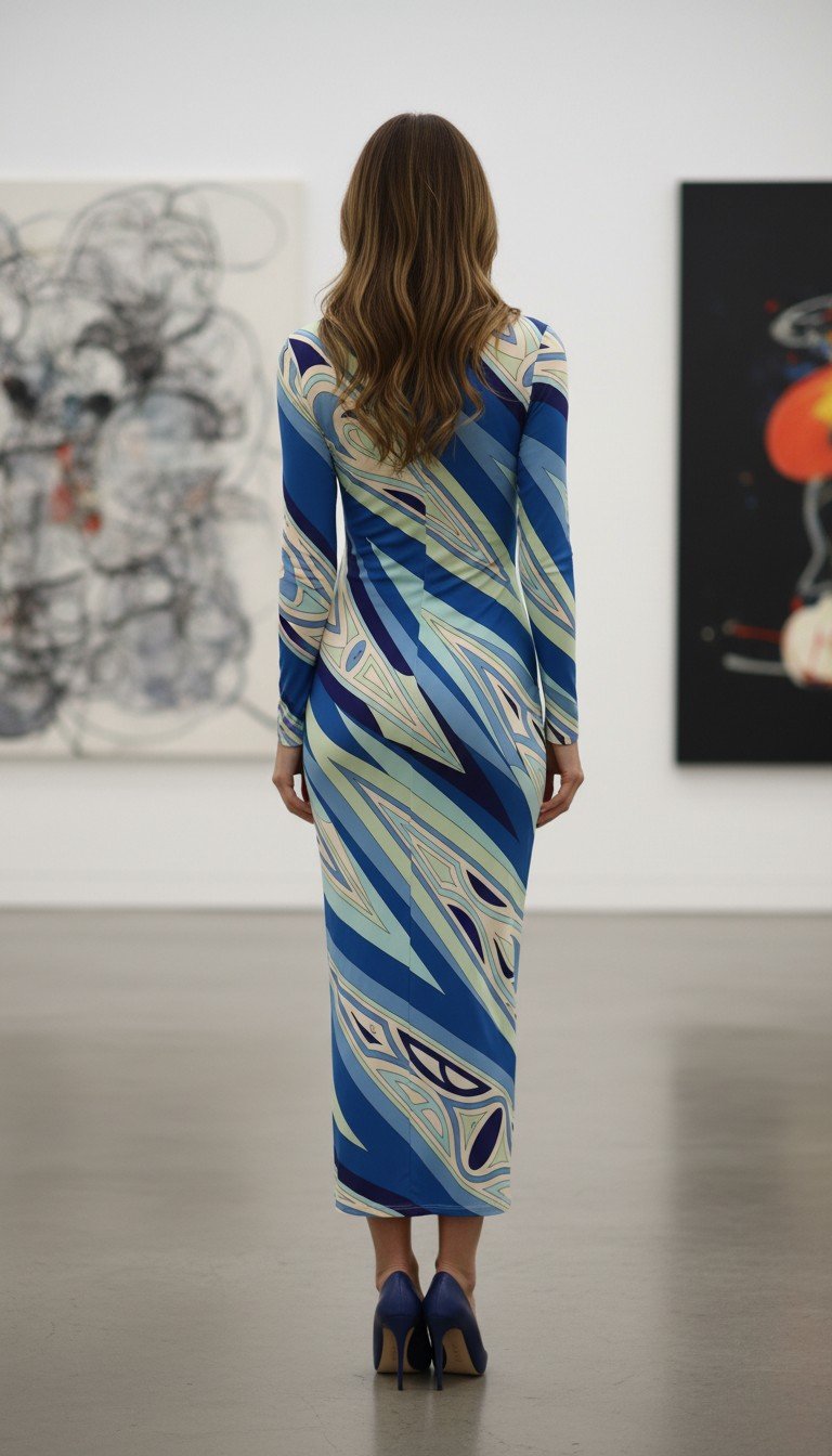 Emilio Pucci - Elegance Blue Abstraction Maxi Dress Size S - Image 2
