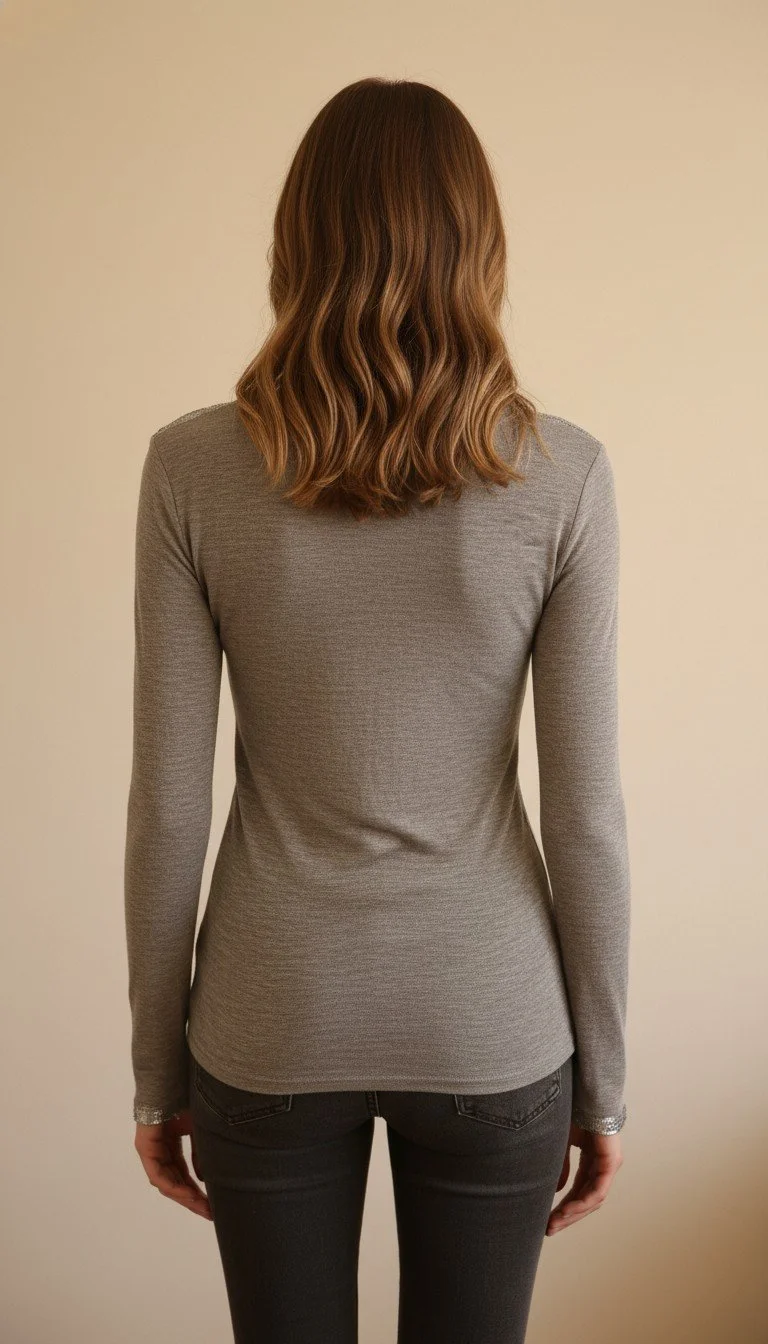 Zadig & Voltaire - Chic Gray Knot-Front Top with Metallic Trim Size S - Image 2