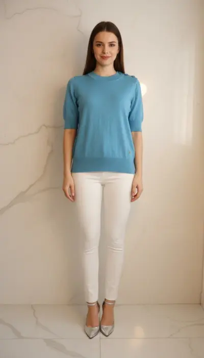 Nina Ricci - Sky Blue Short Sleeve Sweater Size 2