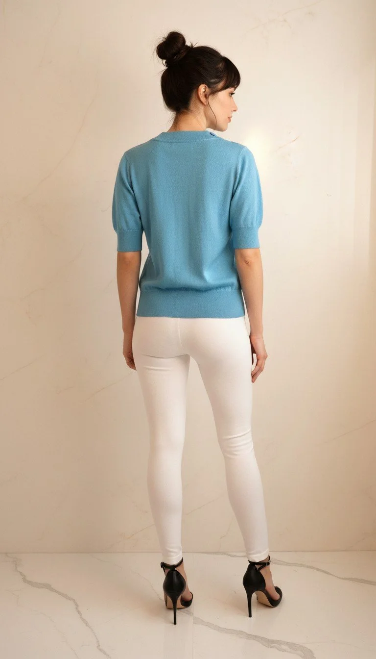 Nina Ricci - Sky Blue Short Sleeve Sweater Size 2 - Image 2