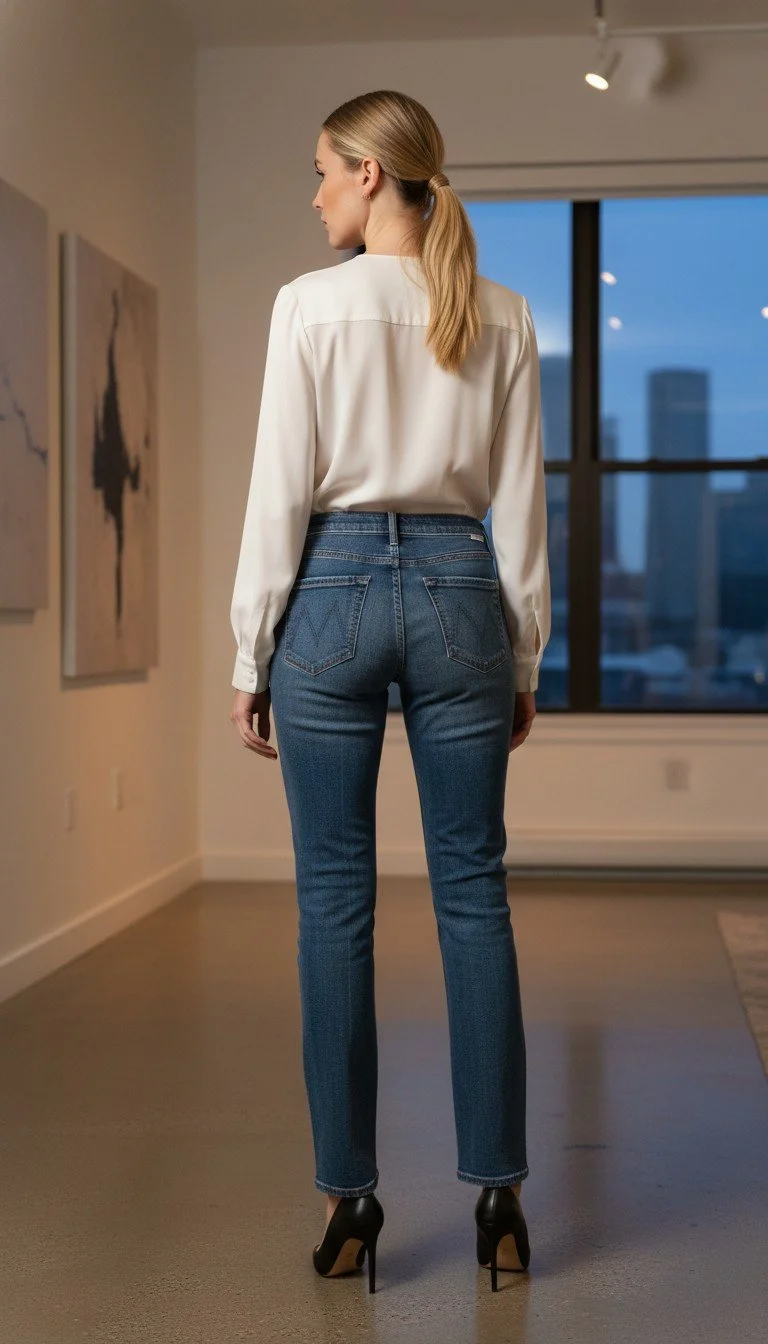 Mother - Classic Slim-Fit Blue Jeans Size 23 - Image 2