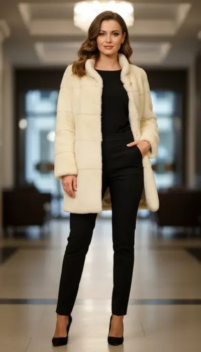 Olivia Preckel - Luxe Cream Faux Fur Jacket Size S