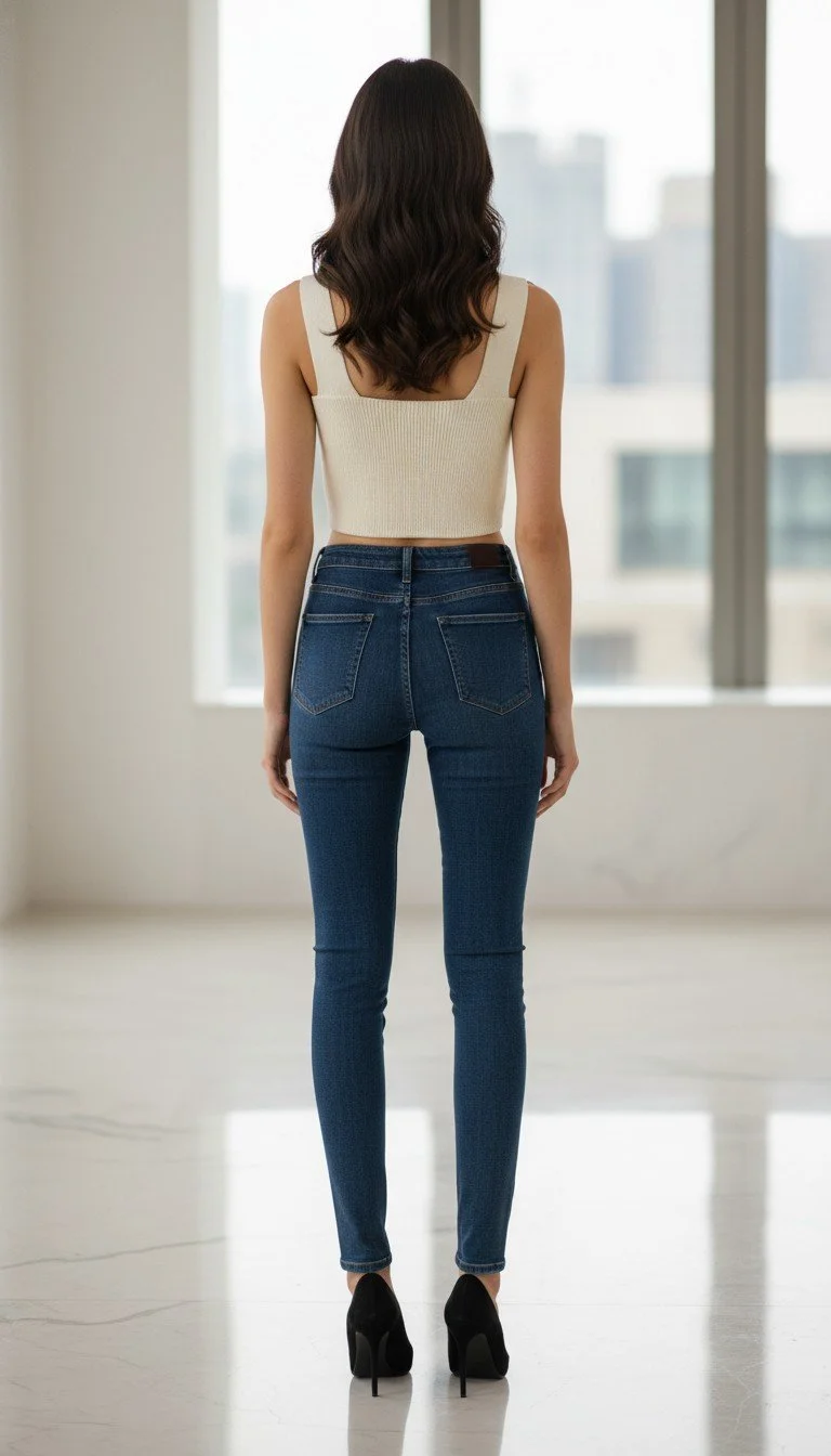 Beige Botany - Ribbed Knit Crop Top Size L - Image 2