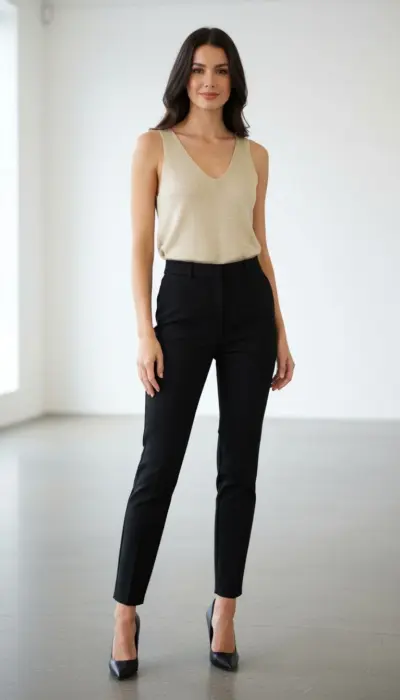 Pop - Elegant Sleeveless V-Neck Top Size M