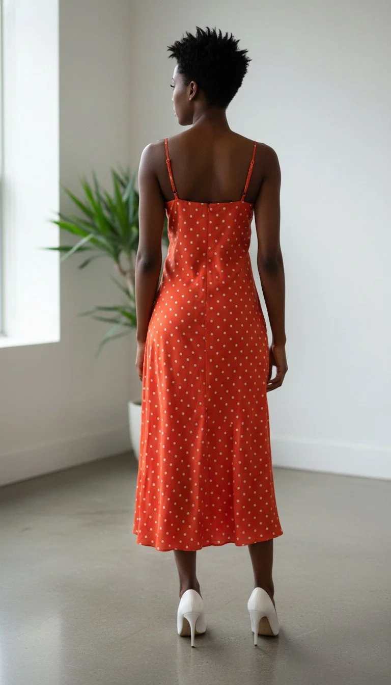 Alexis - Vibrant Orange Polka Dot Sundress Size S - Image 2