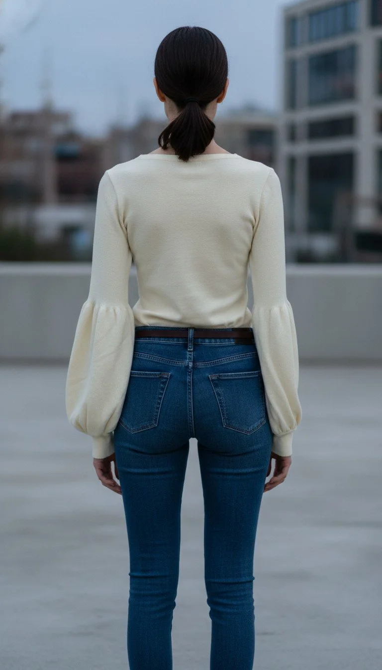 Bardoh - Puff Sleeve Cream Top Size S - Image 2