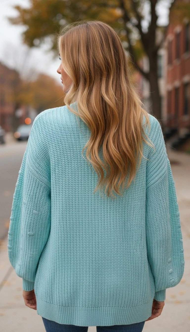 Olivia Preckel - Premium Knit Open-Front Mint Color Cardigan - Image 2
