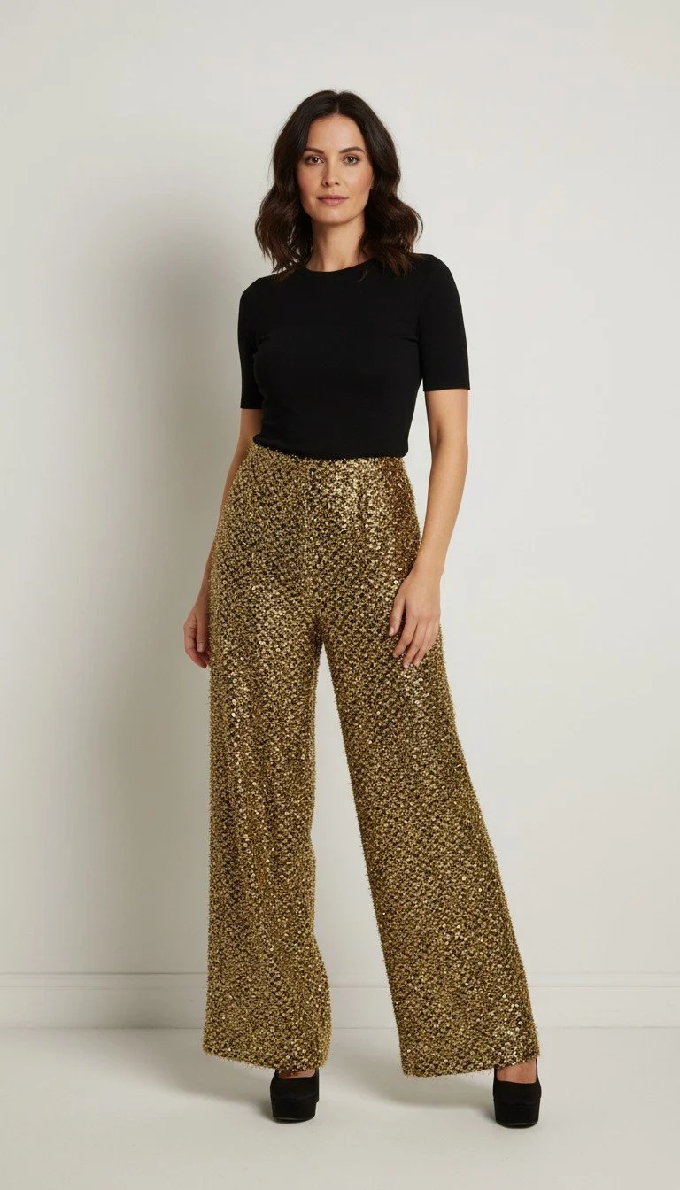 Roland Mouret - Gold Glamour Sequin Pant Size 4 - Image 2
