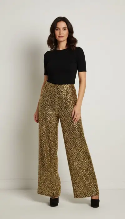 Roland Mouret - Gold Glamour Sequin Pant Size 4