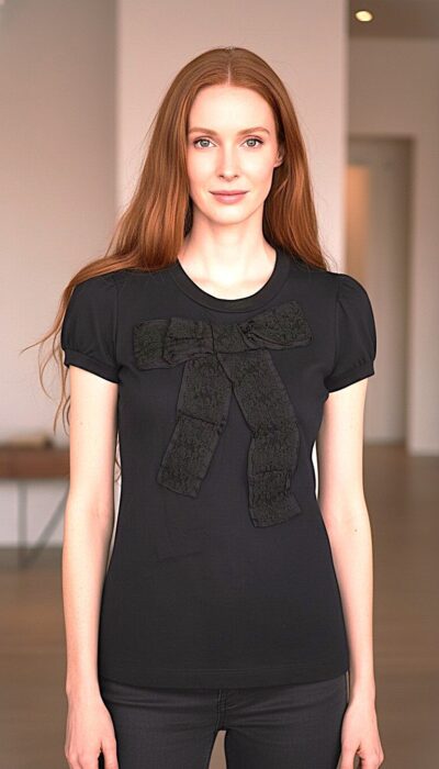 Dolce and Gabbana - Chic Black Lace Bow Top