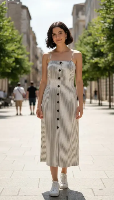 Who What Wear - Striped Button-Down Sundress Size S