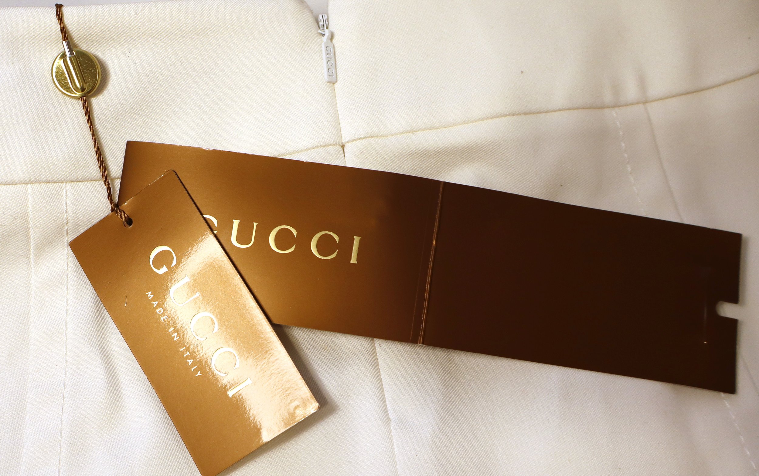 Gucci - Chic White Skirt with Woven Belt Size 38 - Image 4