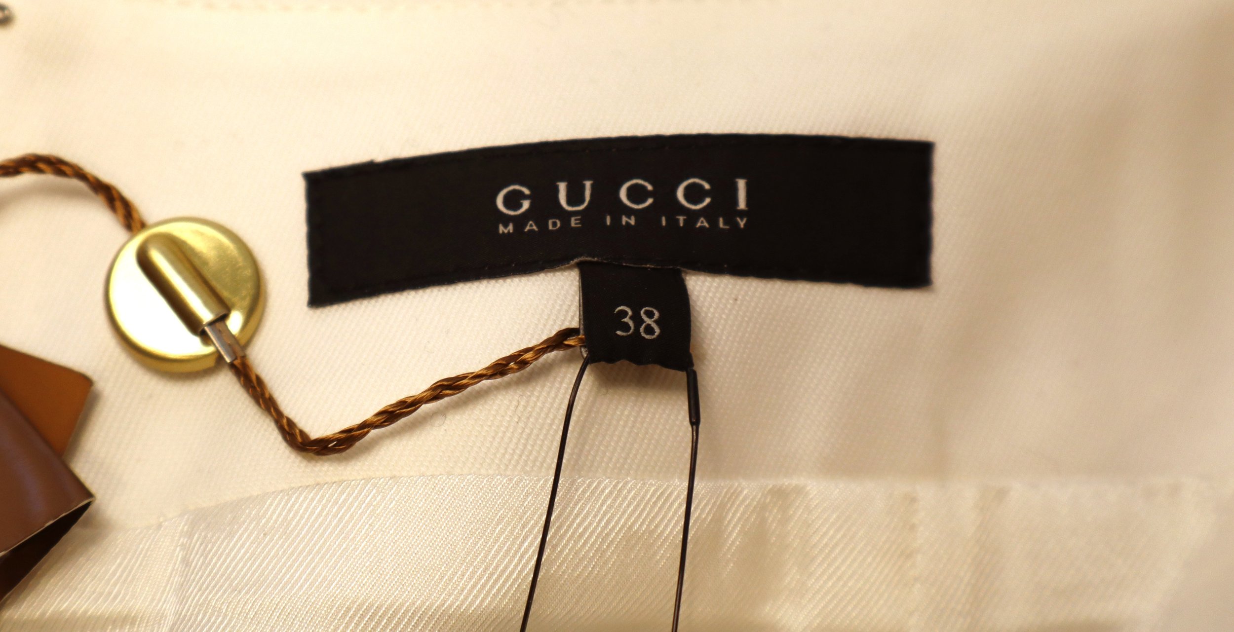 Gucci - Chic White Skirt with Woven Belt Size 38 - Image 3