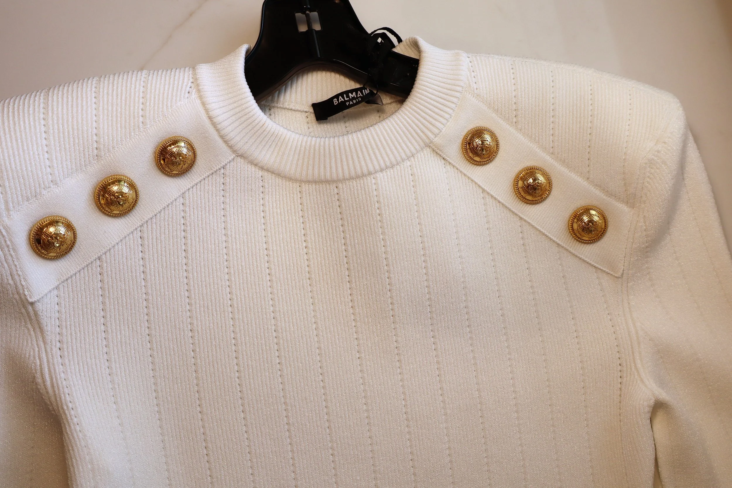 Balmain - Elegance Gold Button Sweater Size 38 - Image 3