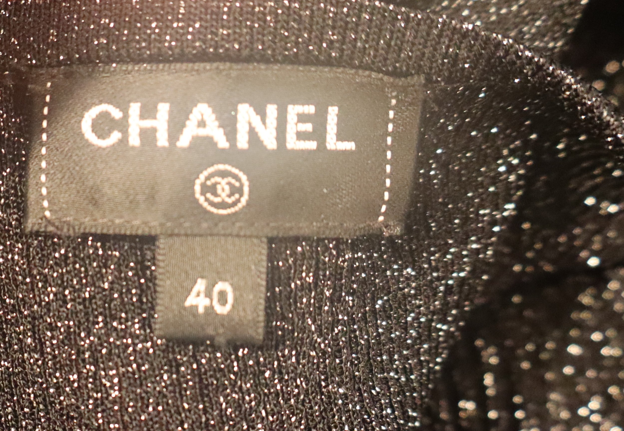 Chanel - Rare Black Metallic Evening Gown Size 40 - Image 4