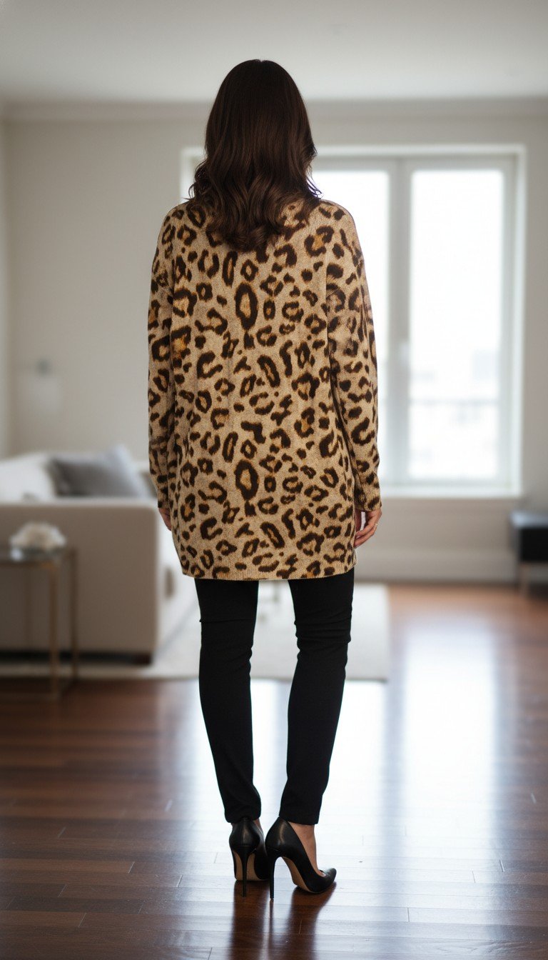 H&M - Leopard Print Open-Front Cardigan Size S - Image 2