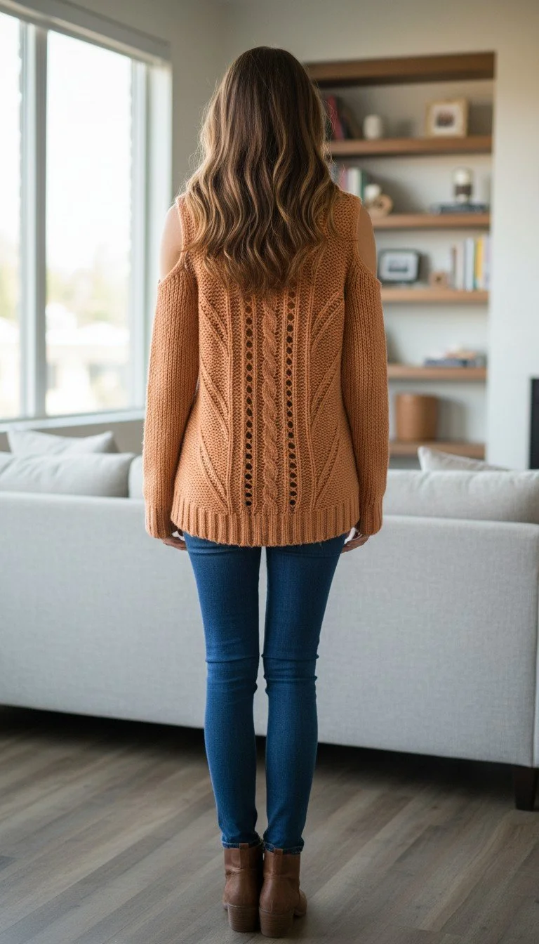Pam & Gela - Chic Turtleneck Cold-Shoulder Sweater Size S - Image 2