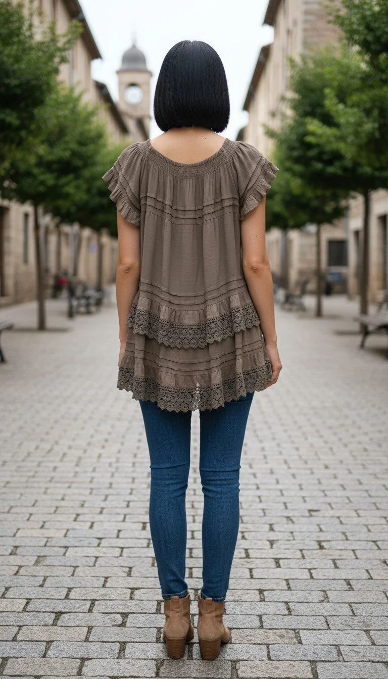 Muche et Muchette - Charming Lace-Trimmed Ruffled Top - Image 2