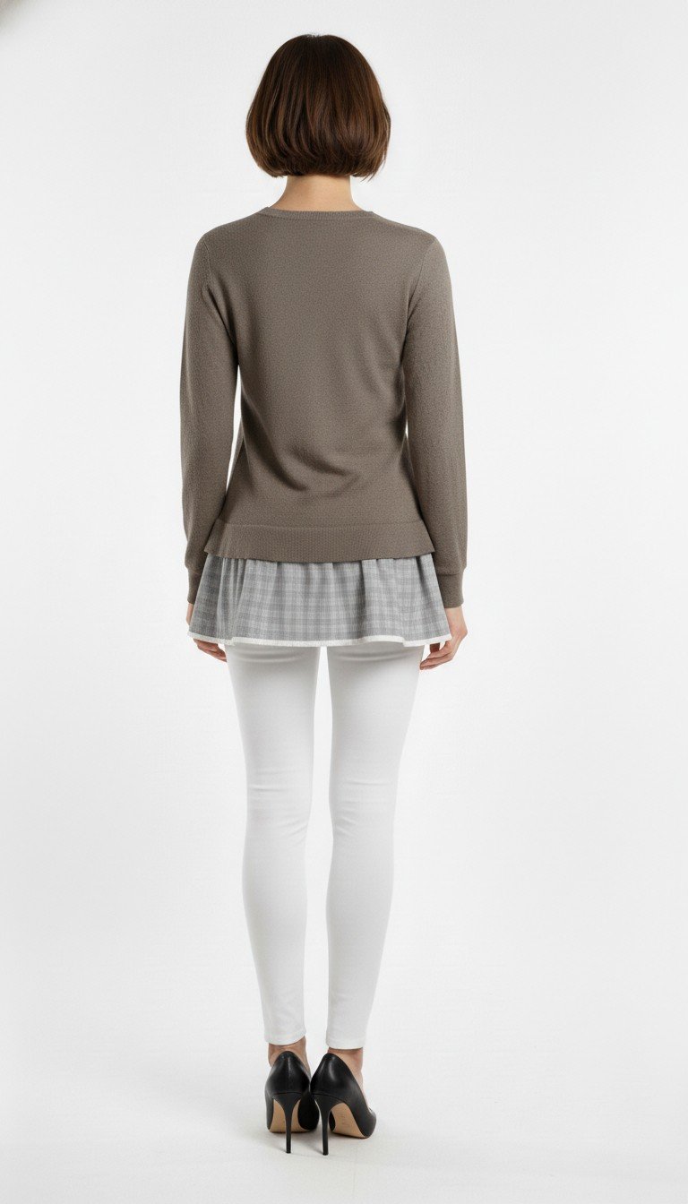 Clu - Layered-Edge Mocha Sweater - Image 2