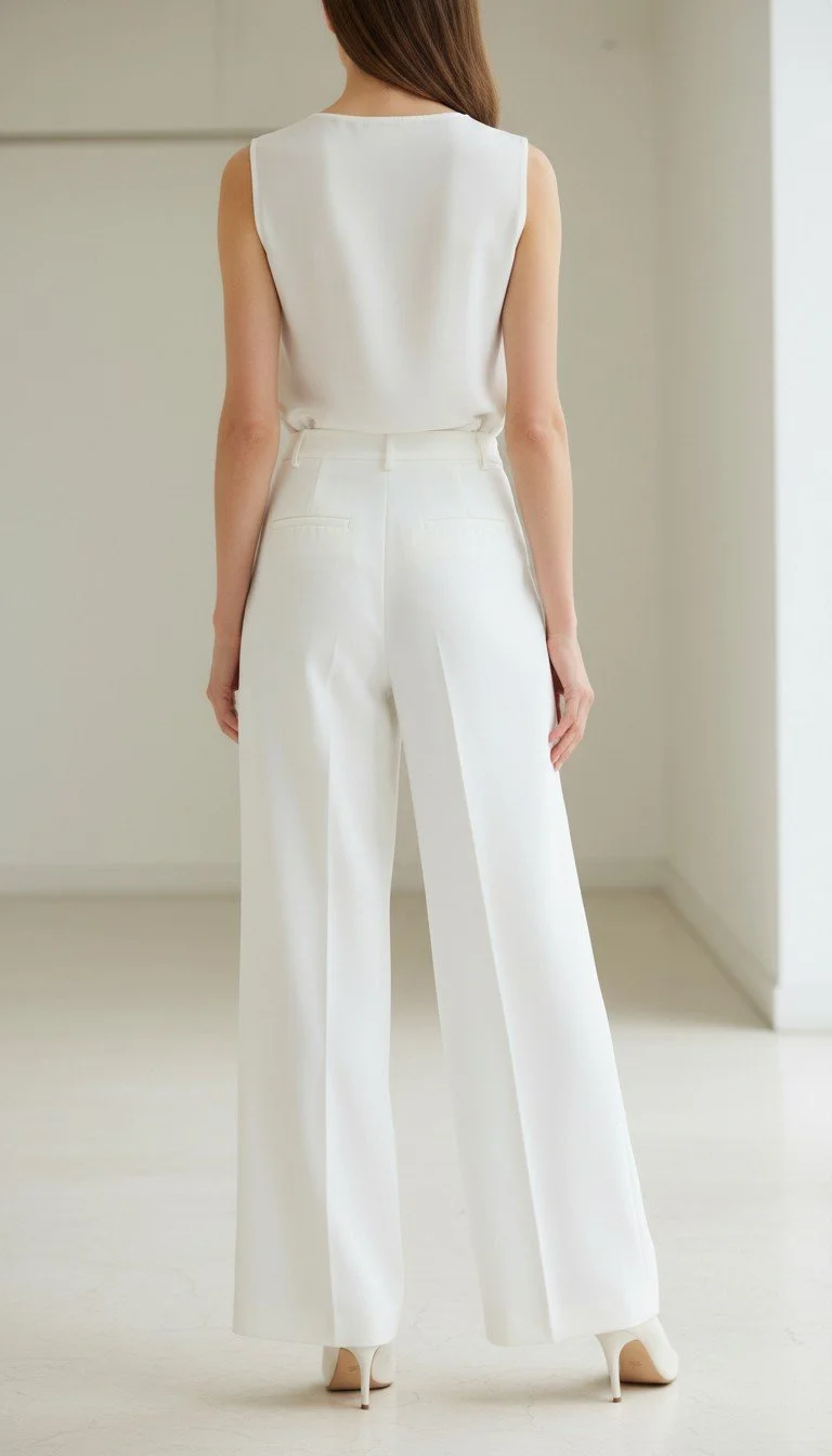 Olivia Preckel - Elegant White Wide Leg Trousers - Image 2