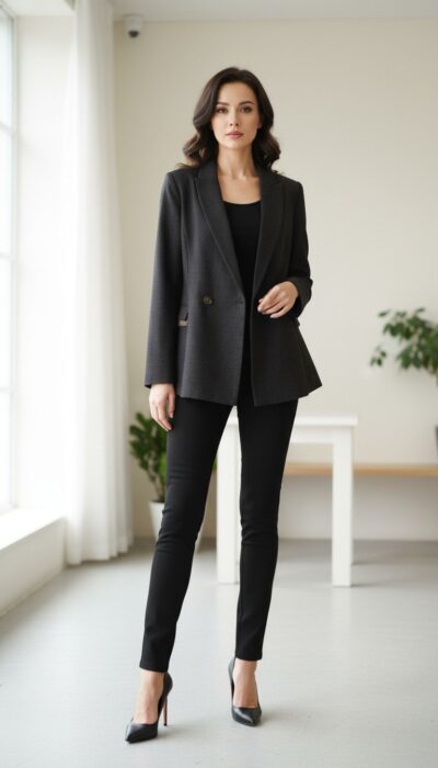 Brunello Cucinelli - Classic Charcoal Double-Breasted Blazer Size 36
