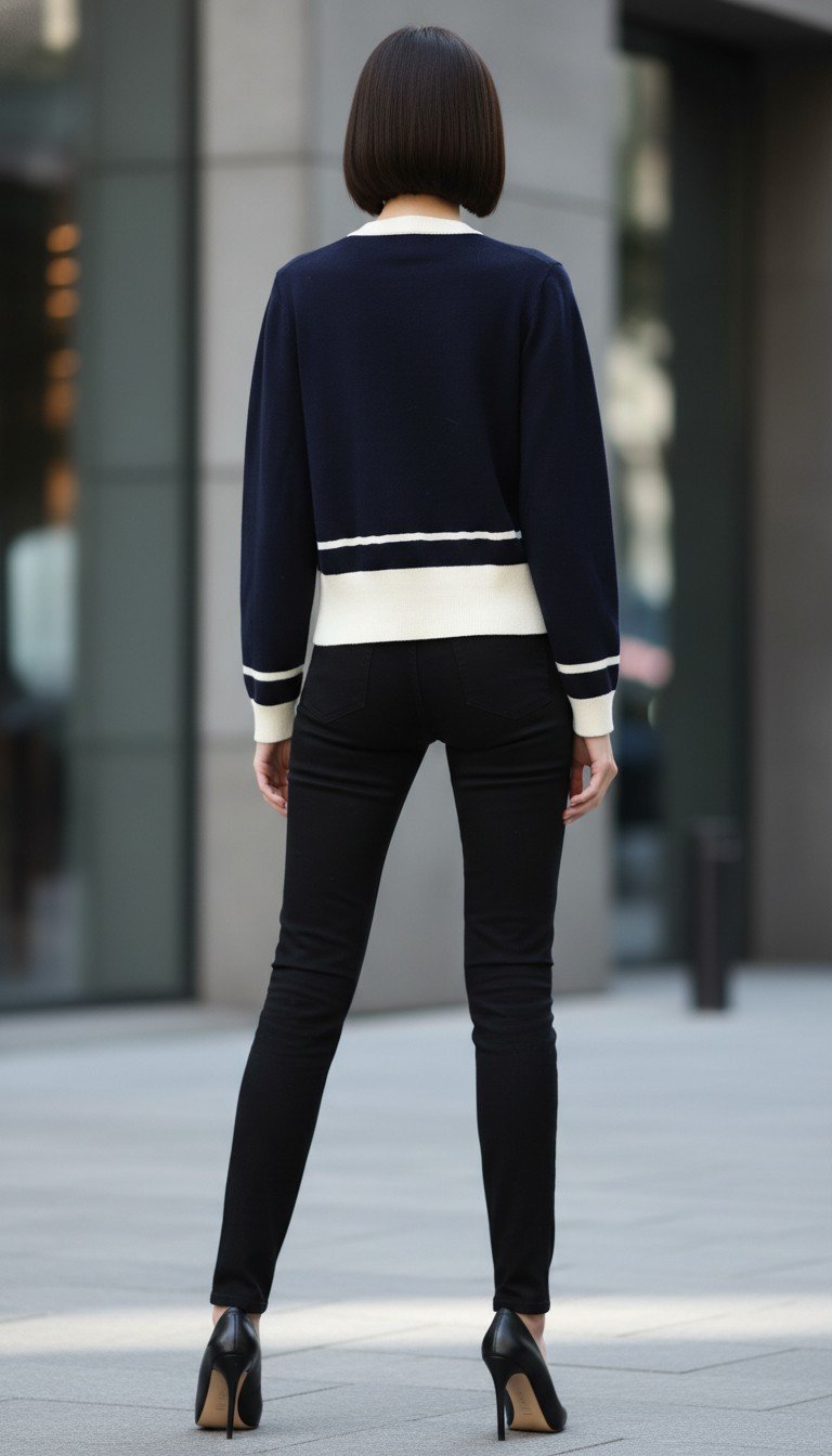 Gucci - Chic Black & White Sweater with Gold Accent Size S - Image 2