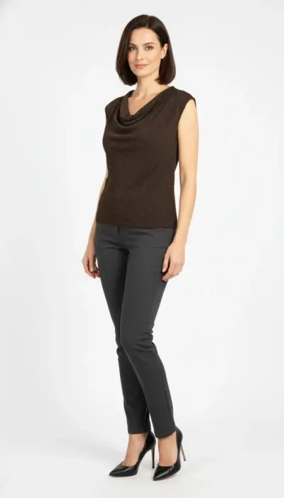 Saint Laurent Paris - Elegant Black Cowl Neck Top Size S