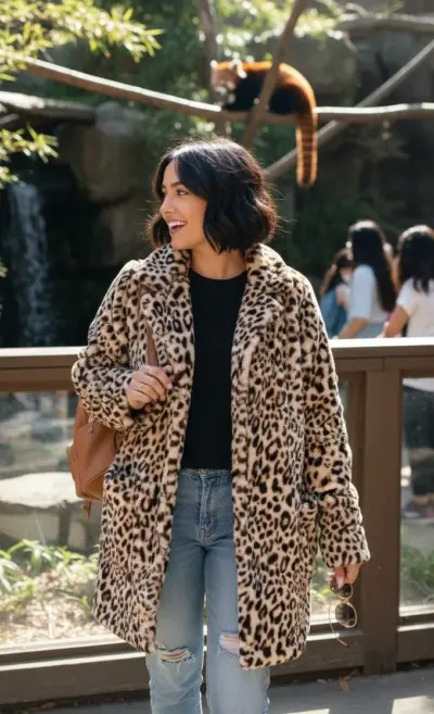 Victorias Secret - Leopard Print Faux Fur Coat