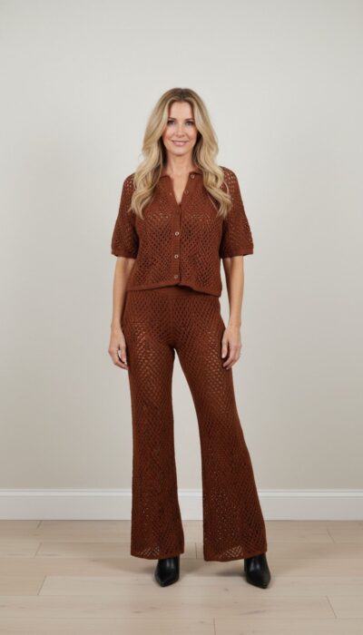 Chic Brown Knit Two-Piece Set by Wild Fabel