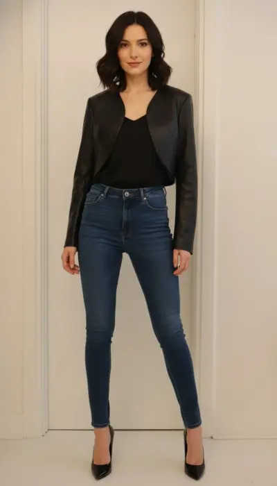 Patricia Motta - Chic Black Leather Jacket Size 38